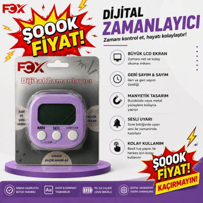 Öğrenci Kronometresi Dijital Zamanlayıcı Mıknatıslı FCZ-100 (Lila) Vega Efsanesi