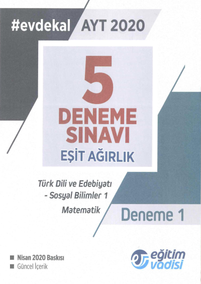 AYT Eşit Ağırlık 5 Deneme Sınavı Vega Efsanesi