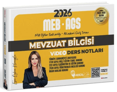 2026 MEB-AGS Mevzuat Bilgisi Video Ders Notları Hoca Kafası Yayınları