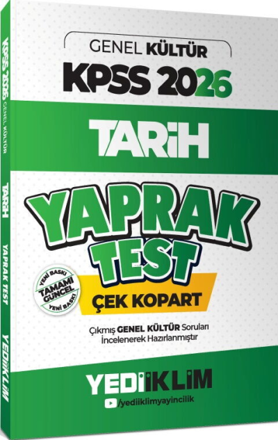 2026 KPSS Genel Kültür Tarih Çek Kopart Yaprak Test Yediiklim Yayınları Vega Efsanesi
