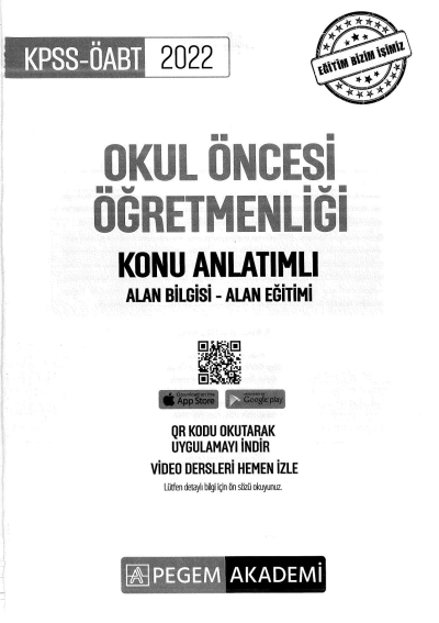 OKUL ÖNCESİ ÖĞRETMENLİĞİ KONU ANLATIMLI ALAN BİLGİSİ- ALAN EĞİTİMİ Vega Efsanesi
