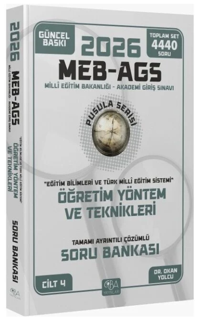 2026 MEB-AGS Eğitim Bilimleri Öğretim Yöntem ve Teknikleri Soru Bankası Çözümlü Pusula Serisi CBA Yayınları Vega Efsanesi