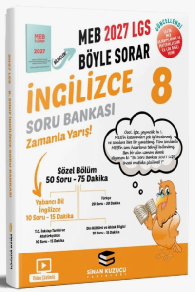 2027 8. Sınıf LGS İngilizce Soru Bankası Sinan Kuzucu Yayınları Vega Efsanesi
