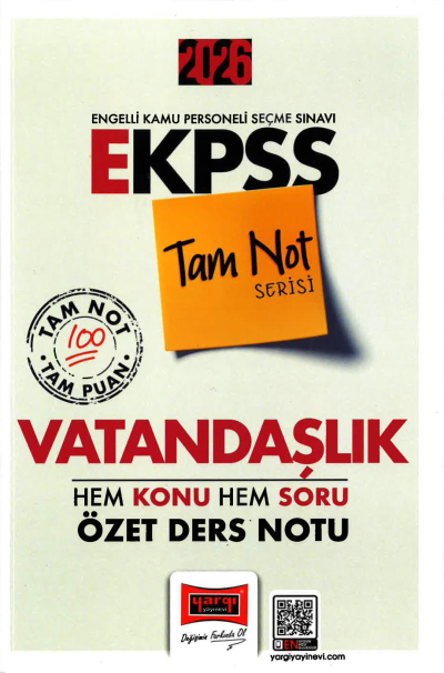 2026 E KPSS Tam Not Serisi Vatandaşlık Hem Konu Hem Soru Özet Ders Notu Yargı Yayınları