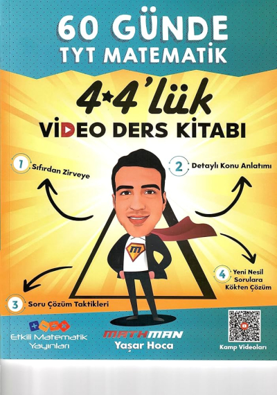 60 GÜNDE TYT MATEMATİK 4*4'LÜK VİDEO DERS KİTABI MATHMAN YAŞAR HOCA Vega Efsanesi