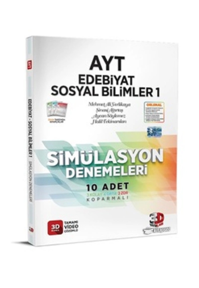 AYT Edebiyat Sosyal Bilimler 1 Simülasyon Denemeleri Tamamı Video Çözümlü 3D Yayınları