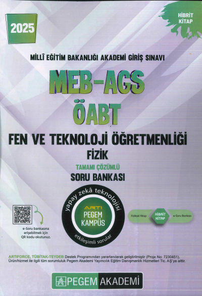 2025 MEB-AGS-ÖABT Fen ve Teknoloji Öğretmenliği Fizik Tamamı Çözümlü Soru Bankas Pegem Akademi Yayıncılık Vega Efsanesi