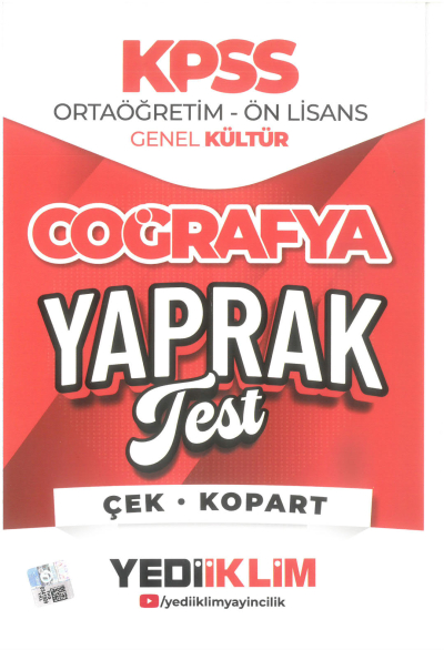 2026 KPSS Ortaöğretim-Önlisans Coğrafya Çek Kopart Yaprak Test Yediiklim Yayınları Vega Efsanesi