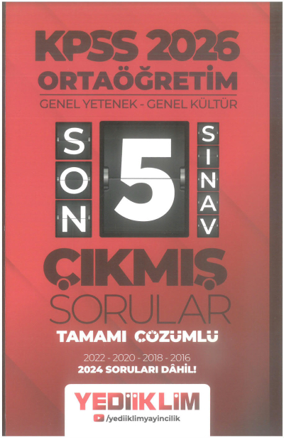 2026 Ortaöğretim Genel Yetenek - Genel Kültür Tamamı Çözümlü Son 5 Sınav Çıkmış Sorular 2024 Soruları Dahil Yediiklim Yayınları Vega Efsanesi