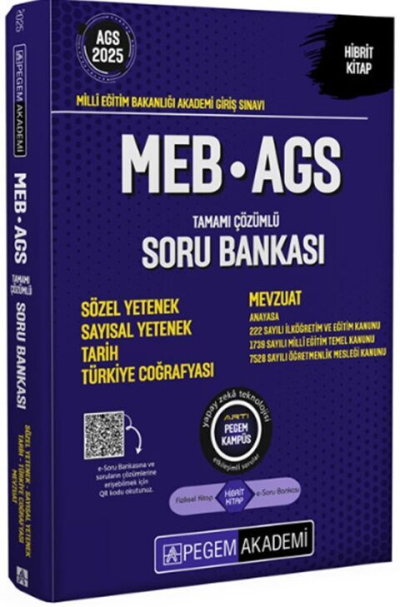 2025 MEB-AGS Sözel-Sayısal Yetenek, Tarih, Türkiye Coğrafyası, Mevzuat Soru Bankası Çözümlü Pegem Akademi Yayınları Vega Efsanesi