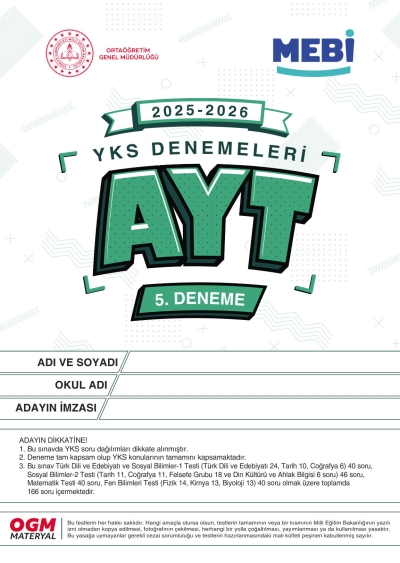 MEBİ YKS Denemeleri AYT 5. Deneme Vega Efsanesi