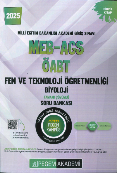 2025 MEB-AGS-ÖABT Fen ve Teknoloji Öğretmenliği Biyoloji Tamamı Çözümlü Soru Bankas Pegem Akademi Yayıncılık Vega Efsanesi