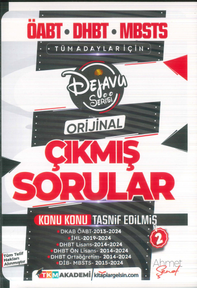 2025 ÖABT DHBT MBSTS Din Kültürü ve Ahlak Bilgisi Dejavu Orijinal Çıkmış Sorular Seti 2. Kitap TKM Akademi Vega Efsanesi