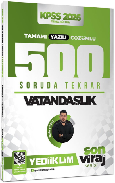 2026 KPSS Vatandaşlık Son Viraj Serisi Tamamı Yazılı Çözümlü 500 Soruda Genel Tekrar Kampı Yediiklim Yayınları Vega Efsanesi