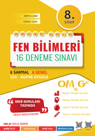 8. Sınıf Omage Gold Fen Bilimleri 16 Deneme Sınavı Omage Yayınları Vega Efsanesi
