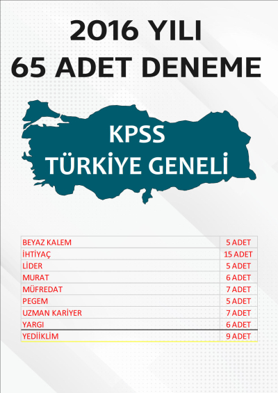 65 ADET TG DENEME 2016 YILI TG LİSTEMİZDEKİ TÜM YAYINLARI KAPSAR (TG100-TG108 ARASI) Vega Efsanesi