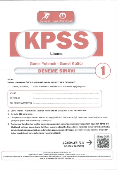 KPSS TG Deneme (1-2-3-4) Tasarı Yayınları Vega Efsanesi