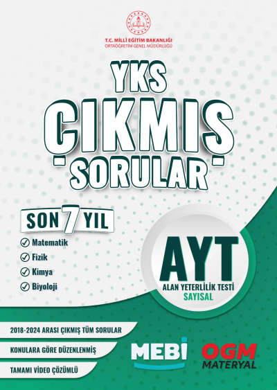 AYT Sayısal (Mat-Fizik-Kimya-Biyoloji) Çıkmış Sorular 2018-2024 Mebi Vega Efsanesi