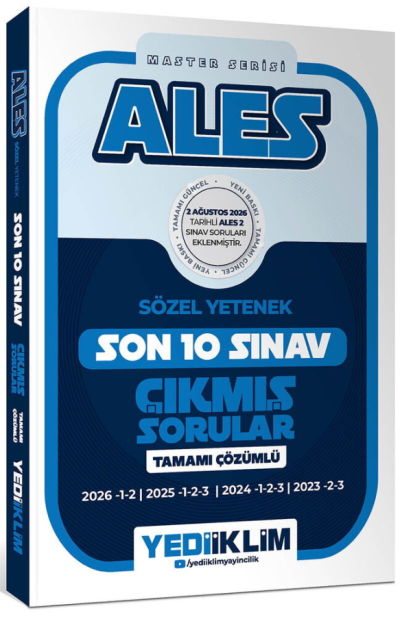 2027 ALES Sözel Yetenek Master Serisi Tamamı Çözümlü Son 10 Sınav Çıkmış Sorular Yediiklim Yayınları Vega Efsanesi