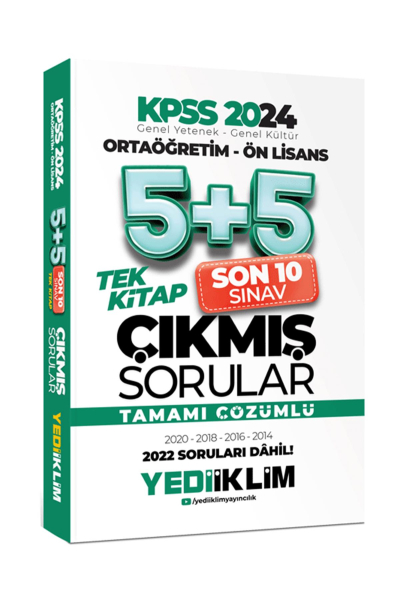 Ortaöğretim - Ön Lisans Tamamı Çözümlü 5+5 Çıkmış Sorular Tek Kitap (2014-2022)