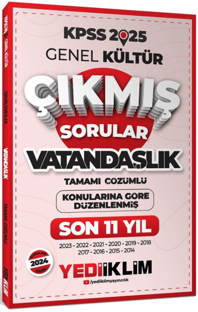 2025 KPSS Genel Kültür Lisans Vatandaşlık Konularına Göre Tamamı Çözümlü Son 11 Yıl Çıkmış Sorular Yediiklim Yayınları Vega Efsanesi