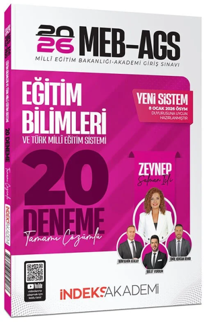 2026 MEB-AGS Eğitim Bilimleri ve Türk Milli Eğitim Sistemi 20 Deneme Çözümlü İndeks Akademi Yayıncılık